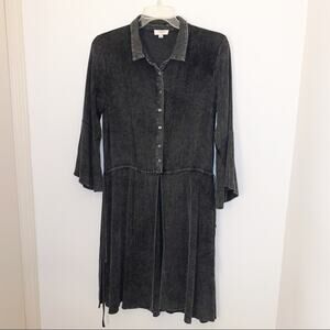 Umgee Acid Wash Button Up Drawstring Tunic